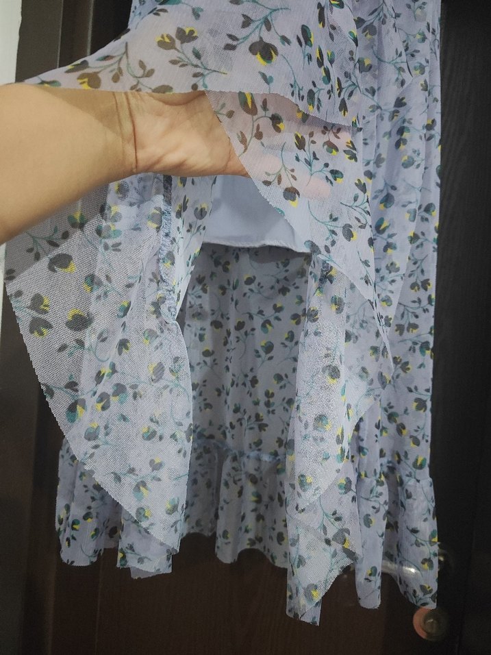 Lila Çiçek Desenli Tül Katlı Etek - Çok Şık ve Hafif - Görsel 3