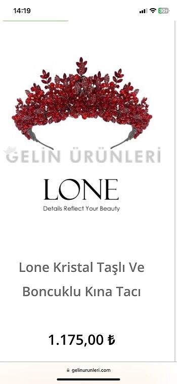 Kırmızı Kına Taç/küpe