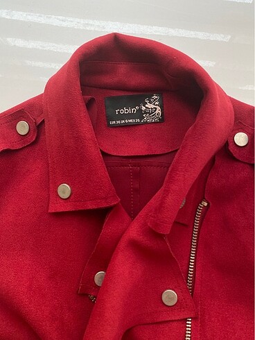 Robin koyu kırmızı süet ceket