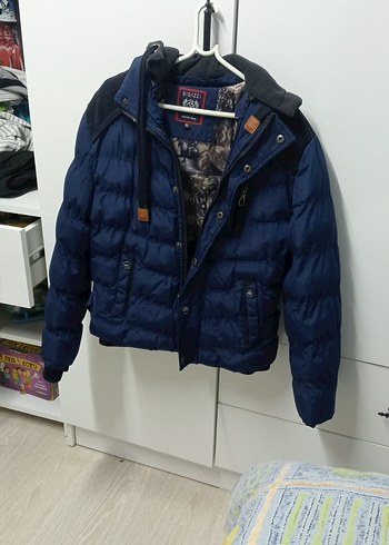 Fermuarlı/Çıtçıtlı Lacivert Erkek Mont