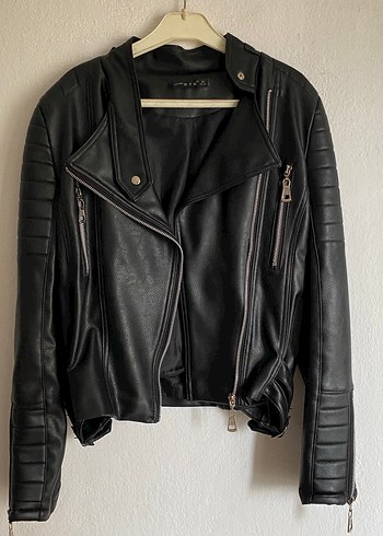 Diğer Siyah Deri Biker Ceket