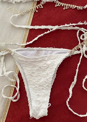 Diğer Dantel Detaylı Beyaz Bohem Bikini