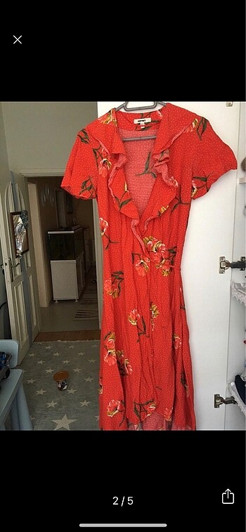 36 Beden kırmızı Renk Koton elbise