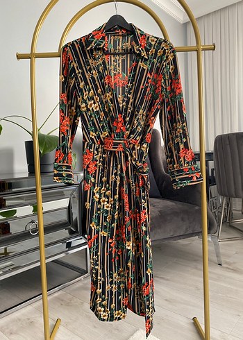 Çiçek Desenli Uzun Bohem Kimono