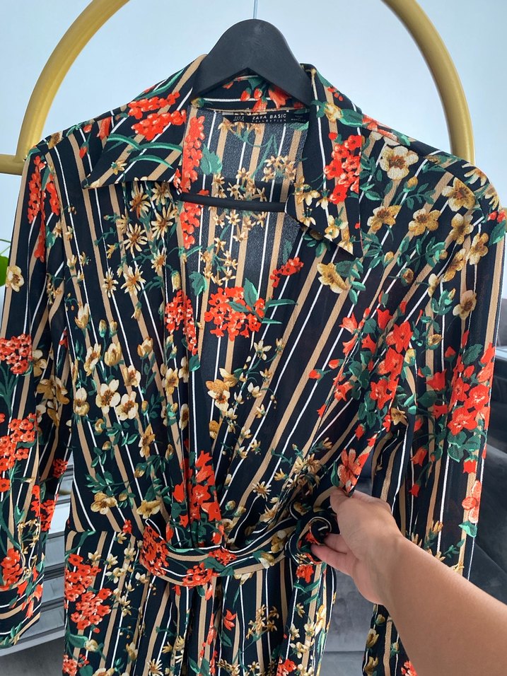 Çiçek Desenli Uzun Bohem Kimono - Görsel 4