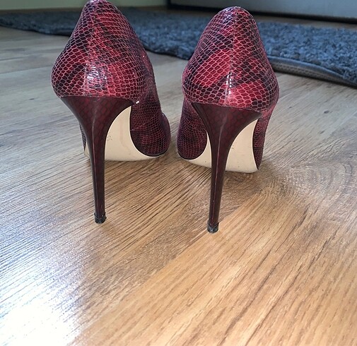 40 Beden bordo Renk bordo yilan derili stiletto topuklu ayakkabi