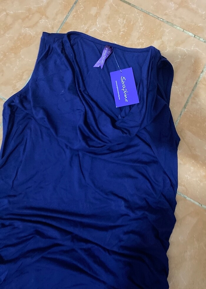 Degaje yaka likralı penye gece elbisesi - Görsel 2