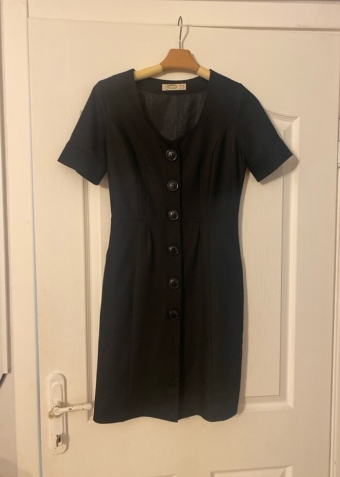 Siyah elbise kısa kol - Görsel 2
