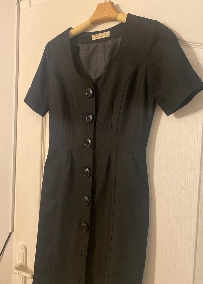 Siyah elbise kısa kol - Görsel 4