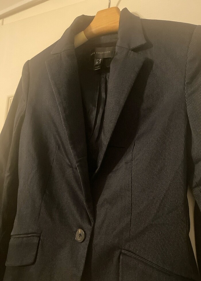 Siyah çizgili Ceket takım pantolon - Görsel 3