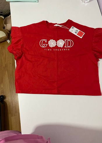 Kız Çocuk Kırmızı Kısa Kollu Baskılı Tişört - Görsel 2