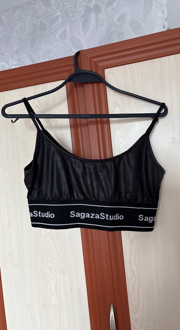 Siyah Deri Crop Büstiyer - Görsel 2