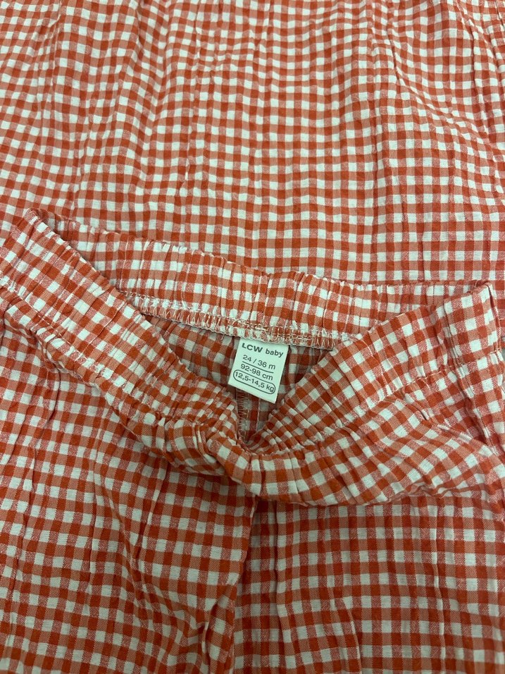 Kırmızı Kareli Fırfırlı Bebek Kız Takımı - Görsel 2