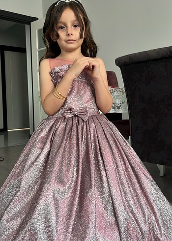 Pembe Parlak Askılı Kız Çocuk Elbisesi - Görsel 7