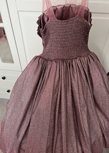 Pembe Parlak Askılı Kız Çocuk Elbisesi - Görsel 2