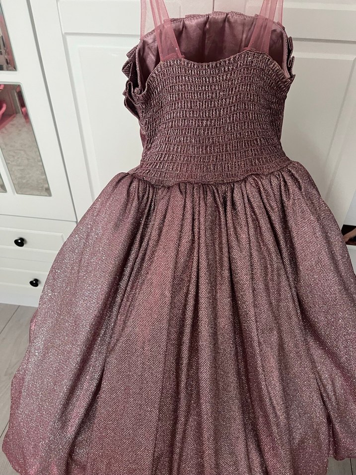 Pembe Parlak Askılı Kız Çocuk Elbisesi - Görsel 2