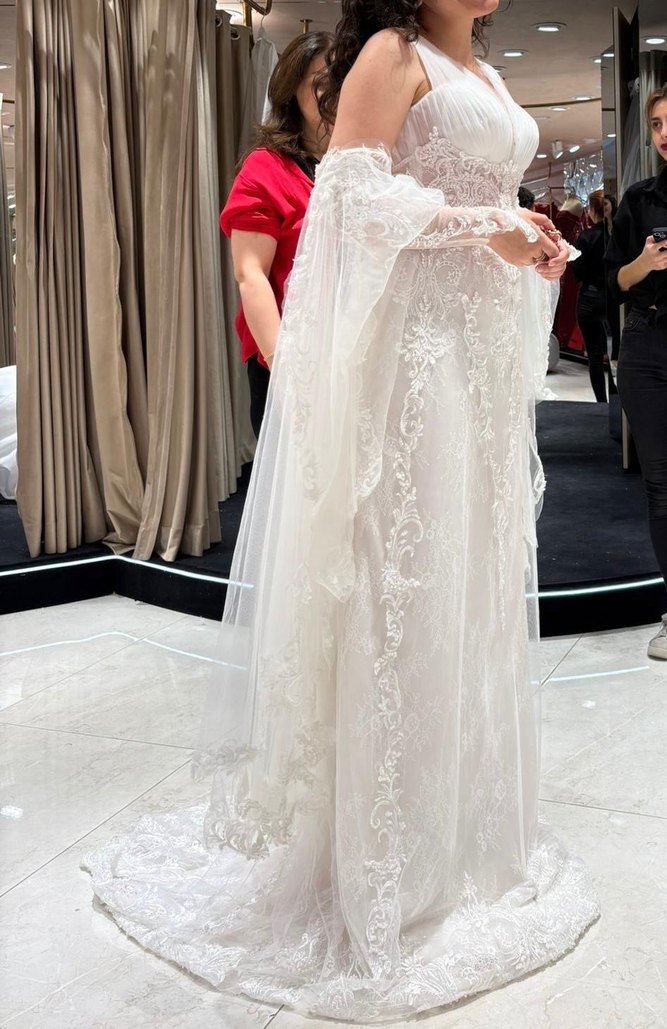 Beyaz Bohem A Kesim Gelinlik - Görsel 3