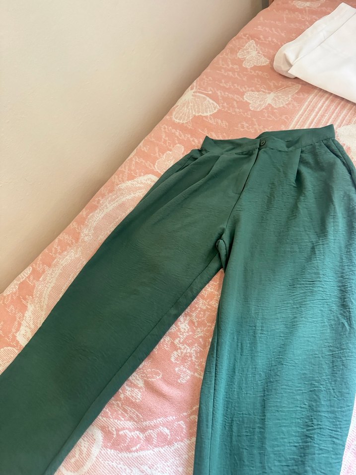 Koyu Yeşil Kadın Kumaş Pantolon - Görsel 2