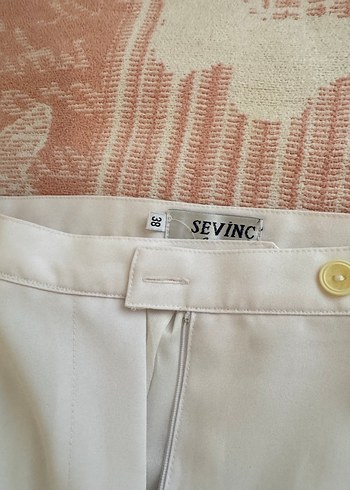 Beyaz Pilili Midi Kumaş Pantolon - Görsel 2