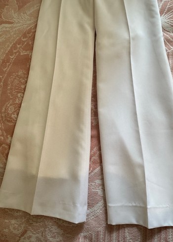 Beyaz Pilili Midi Kumaş Pantolon - Görsel 3