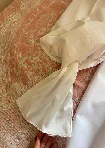 Beyaz Pilili Midi Kumaş Pantolon - Görsel 4