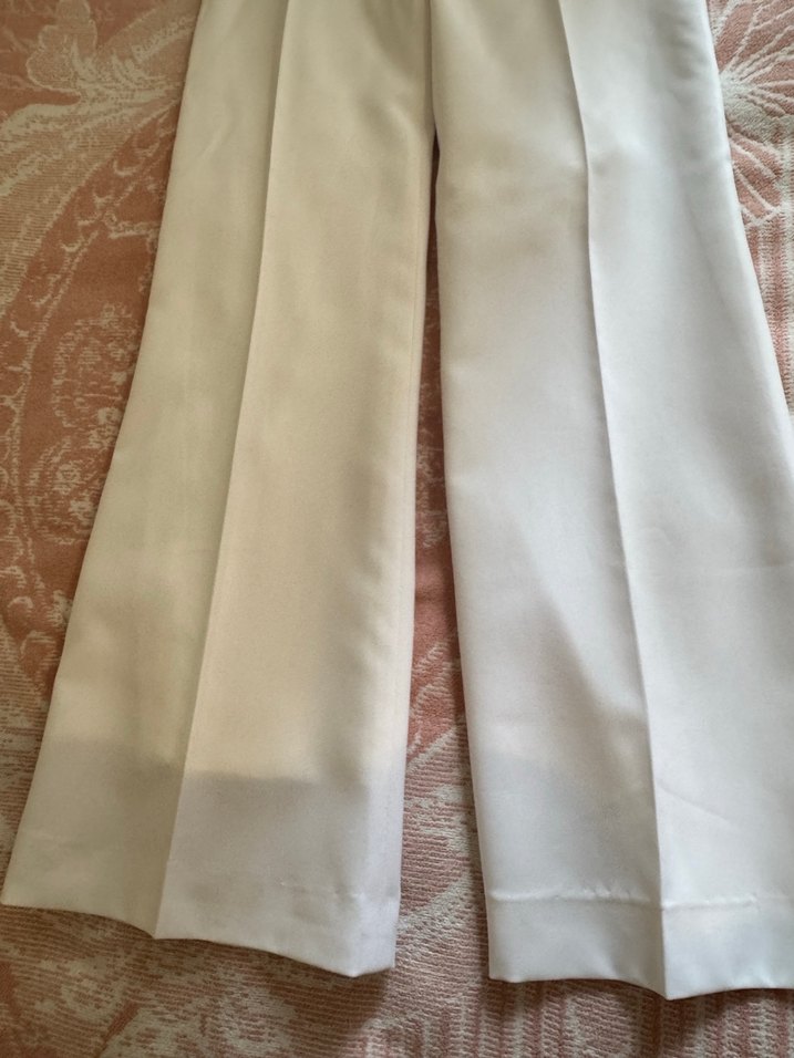 Beyaz Pilili Midi Kumaş Pantolon - Görsel 3