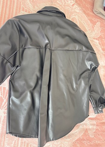 Düğmeli Gri Uzun Deri Kadın Ceket - Görsel 3