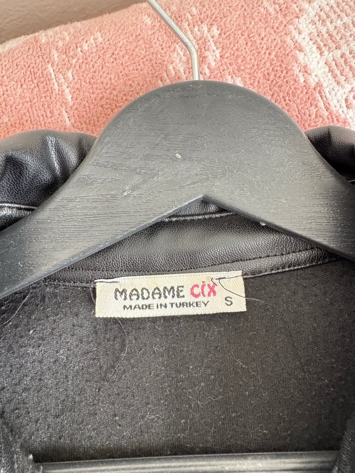 Düğmeli Gri Uzun Deri Kadın Ceket - Görsel 4