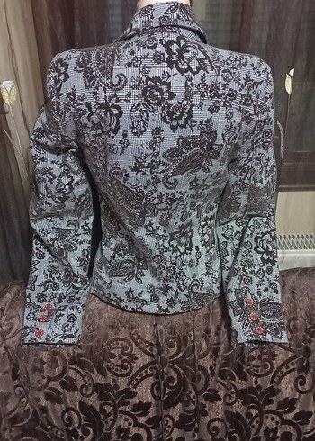 s Beden gri Renk #Vakko Desenli Vintage Kadın Blazer