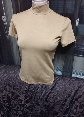 Roman Marka Bej Kısa Kollu Balıkçı Yaka Kadın Tişört