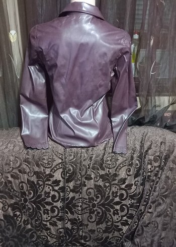 #Roman Mor Düğmeli Deri Gothic Kadın Ceket - Görsel 5