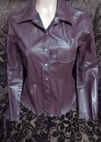 #Roman Mor Düğmeli Deri Gothic Kadın Ceket - Görsel 6