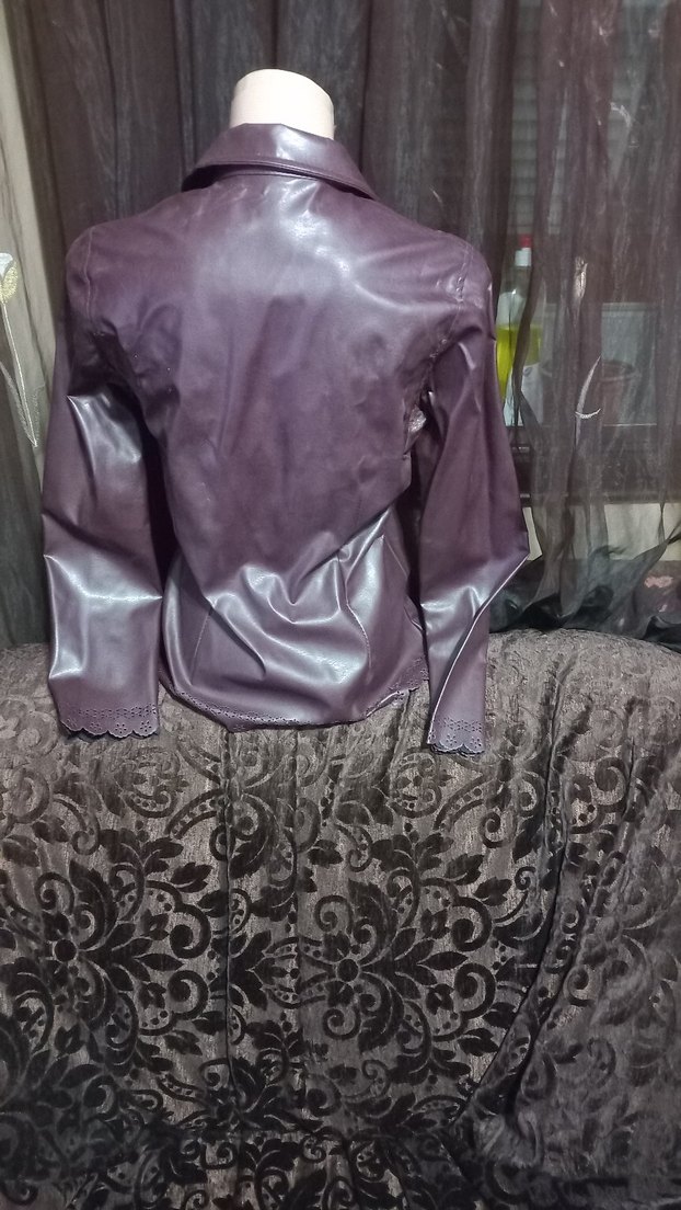 #Roman Mor Düğmeli Deri Gothic Kadın Ceket - Görsel 4