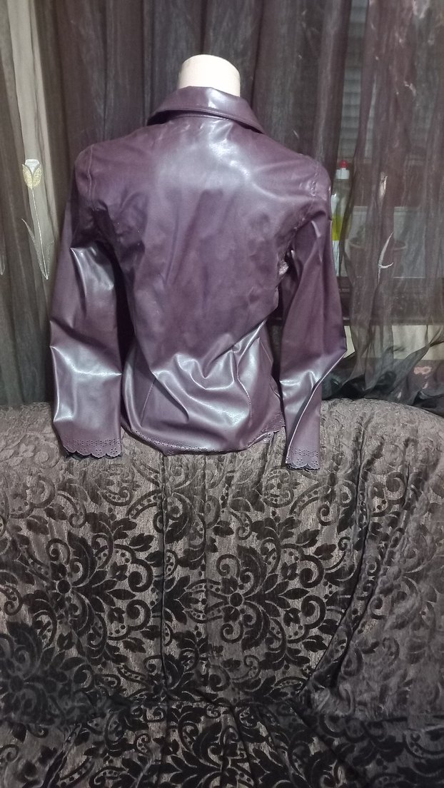 #Roman Mor Düğmeli Deri Gothic Kadın Ceket - Görsel 5