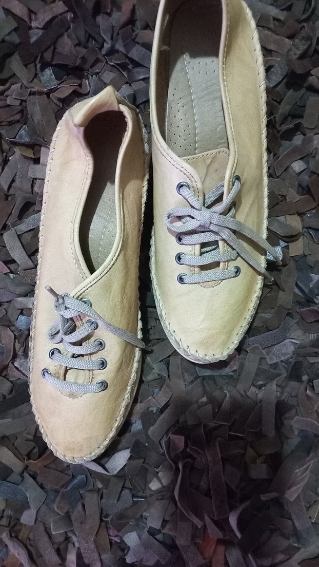 Bej deri Dolgu Topuk Kadın Espadril - Görsel 2