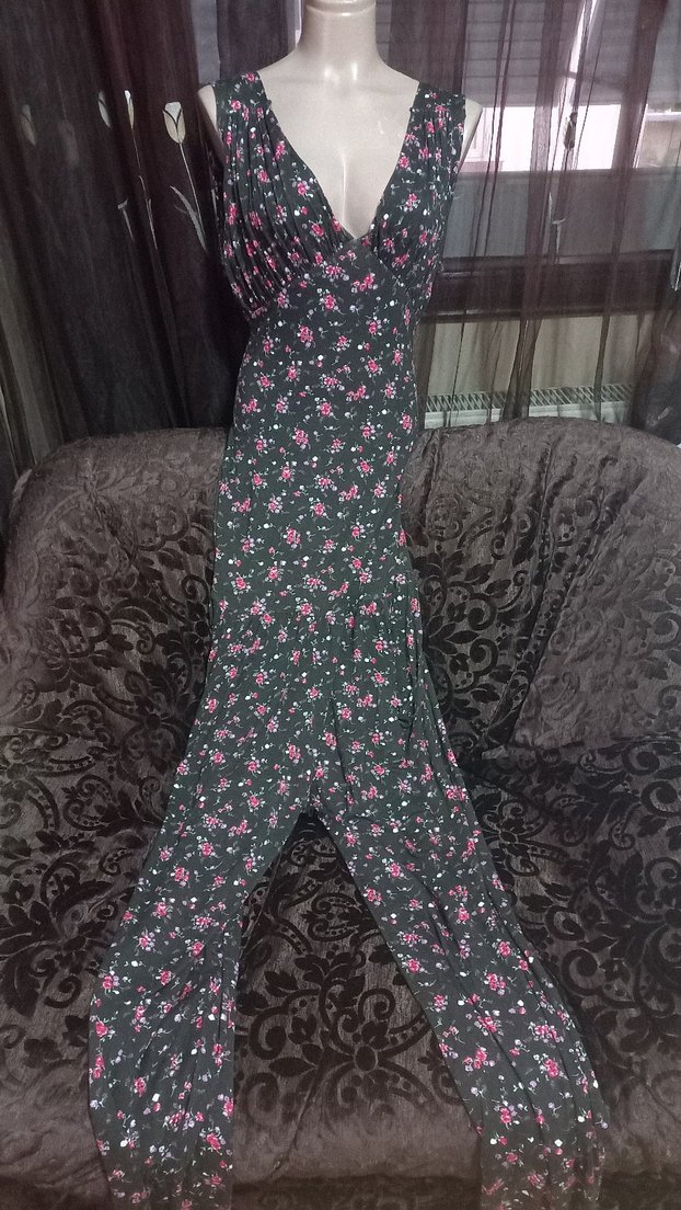 #Beymen Pembe Çiçekli V Yakalı Bohem Tulum - Görsel 5