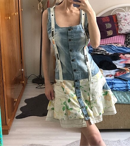 s Beden mavi Renk y2k vintage lolita kot elbise