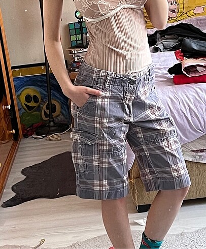 y2k vintage düşük bel kapri