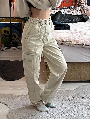 y2k vintage bdg bej kargo pantolon