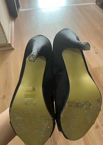 Siyah Taşlı Platform Topuklu Kadın Abiye Ayakkabı - Görsel 7