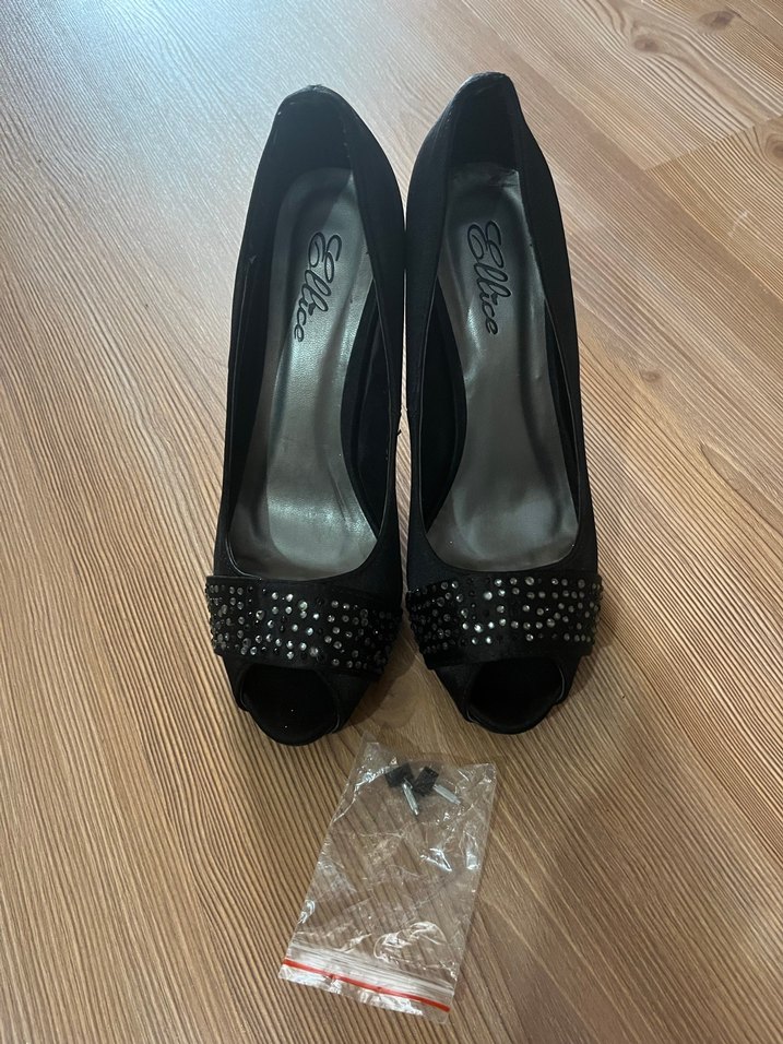 Siyah Taşlı Platform Topuklu Kadın Abiye Ayakkabı - Görsel 2