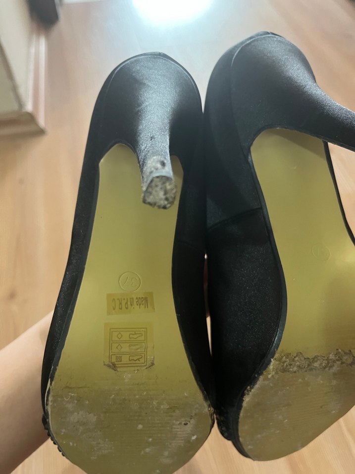 Siyah Taşlı Platform Topuklu Kadın Abiye Ayakkabı - Görsel 3