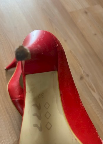 Klasik Kırmızı Deri Stiletto - Görsel 4