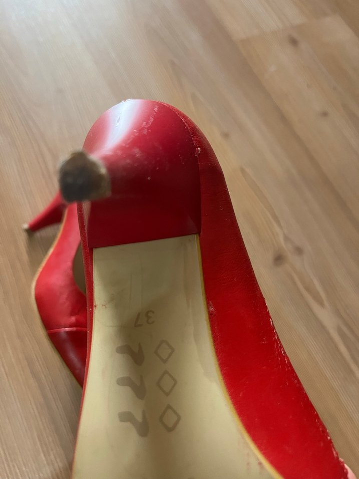 Klasik Kırmızı Deri Stiletto - Görsel 4