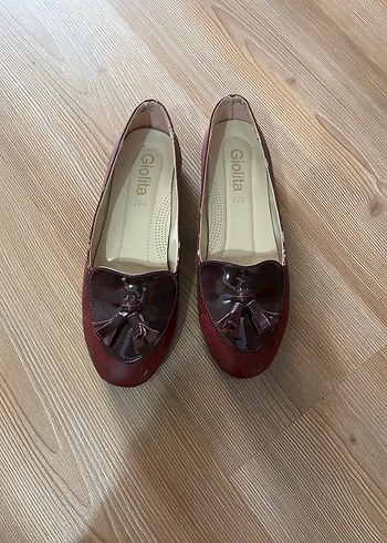 Bordo Fiyonklu Blok Topuklu Kadın Babet - Görsel 3