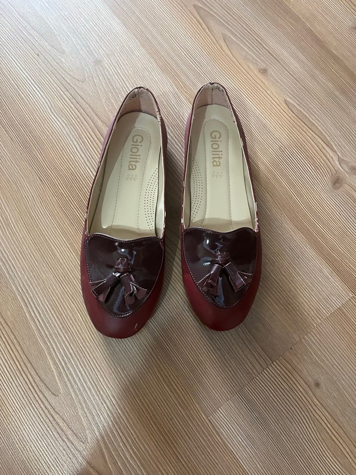 Bordo Fiyonklu Blok Topuklu Kadın Babet - Görsel 3