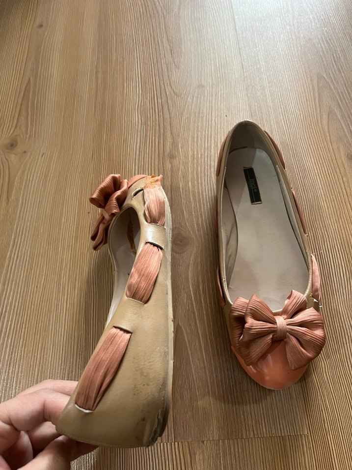 Bej Dolgu Topuklu Fiyonklu Kadın Babet - Görsel 2