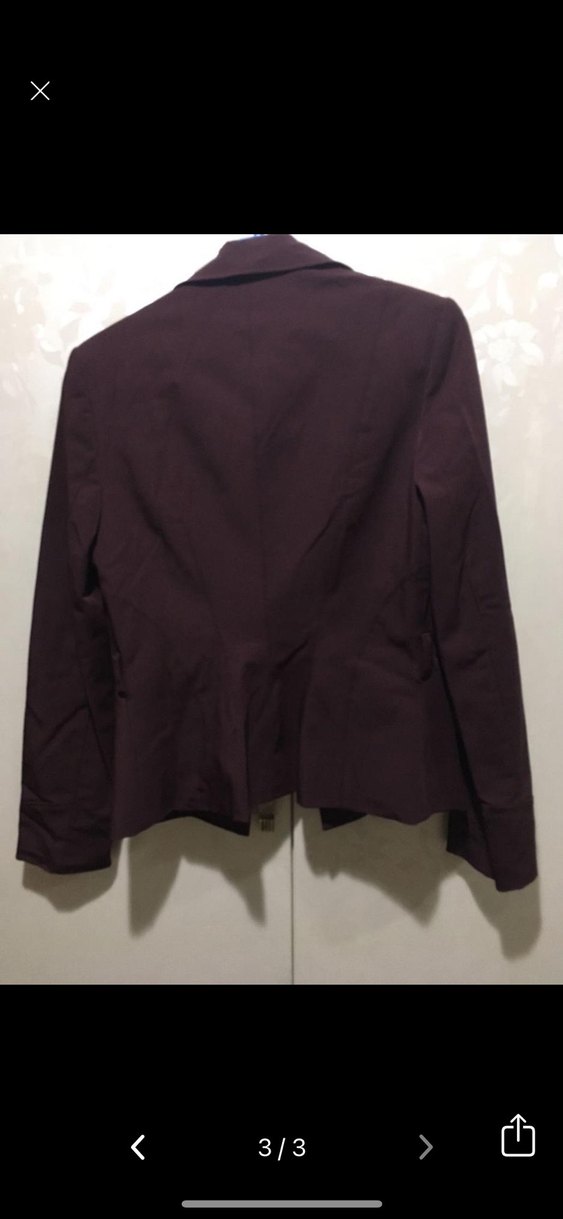 Bordo Düğmeli Kadın Blazer Ceket - Görsel 3