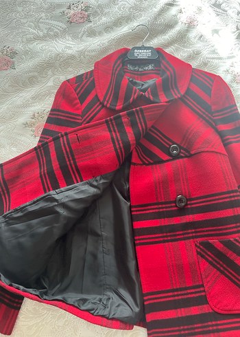 Kırmızı Desenli Midi Kaban - Görsel 4