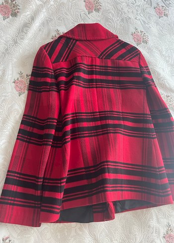 Kırmızı Desenli Midi Kaban - Görsel 3